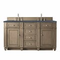 James Martin Vanities Bristol 60in Double Vanity, Whitewashed Walnut w/ 3 CM Charcoal Soapstone Quartz Top 157-V60D-WW-3CSP